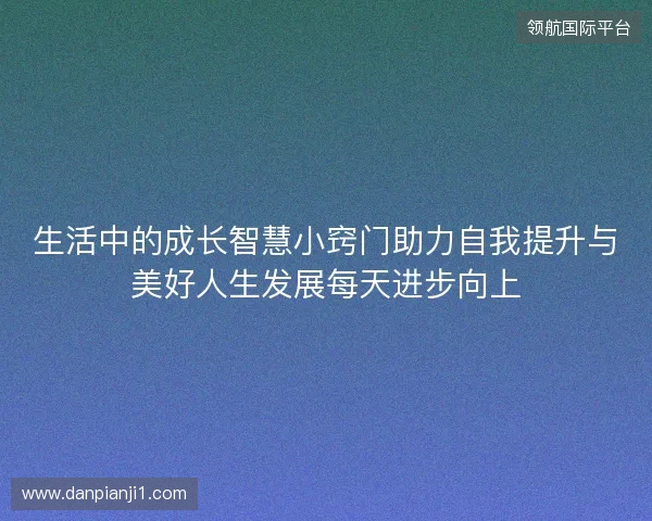 生活中的成长智慧小窍门助力自我提升与美好人生发展每天进步向上 生活中的成长智慧小窍门助力自我提升与美好人生发展每天进步向上