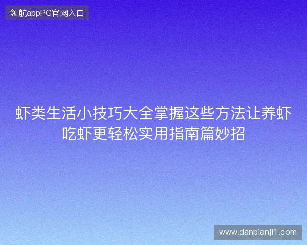 虾类生活小技巧大全掌握这些方法让养虾吃虾更轻松实用指南篇妙招