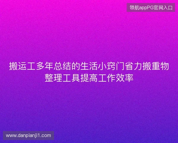 搬运工多年总结的生活小窍门省力搬重物整理工具提高工作效率 搬运工多年总结的生活小窍门省力搬重物整理工具提高工作效率